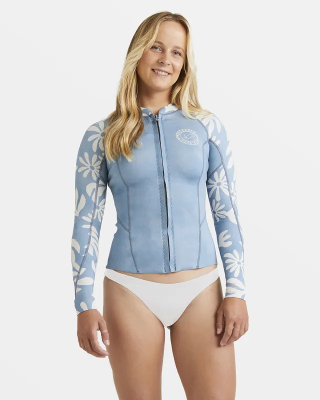 1/1mm Peeky Natural Upcycler Front Zip Wetsuit Jacket - Blue Shadow sold by Billabong