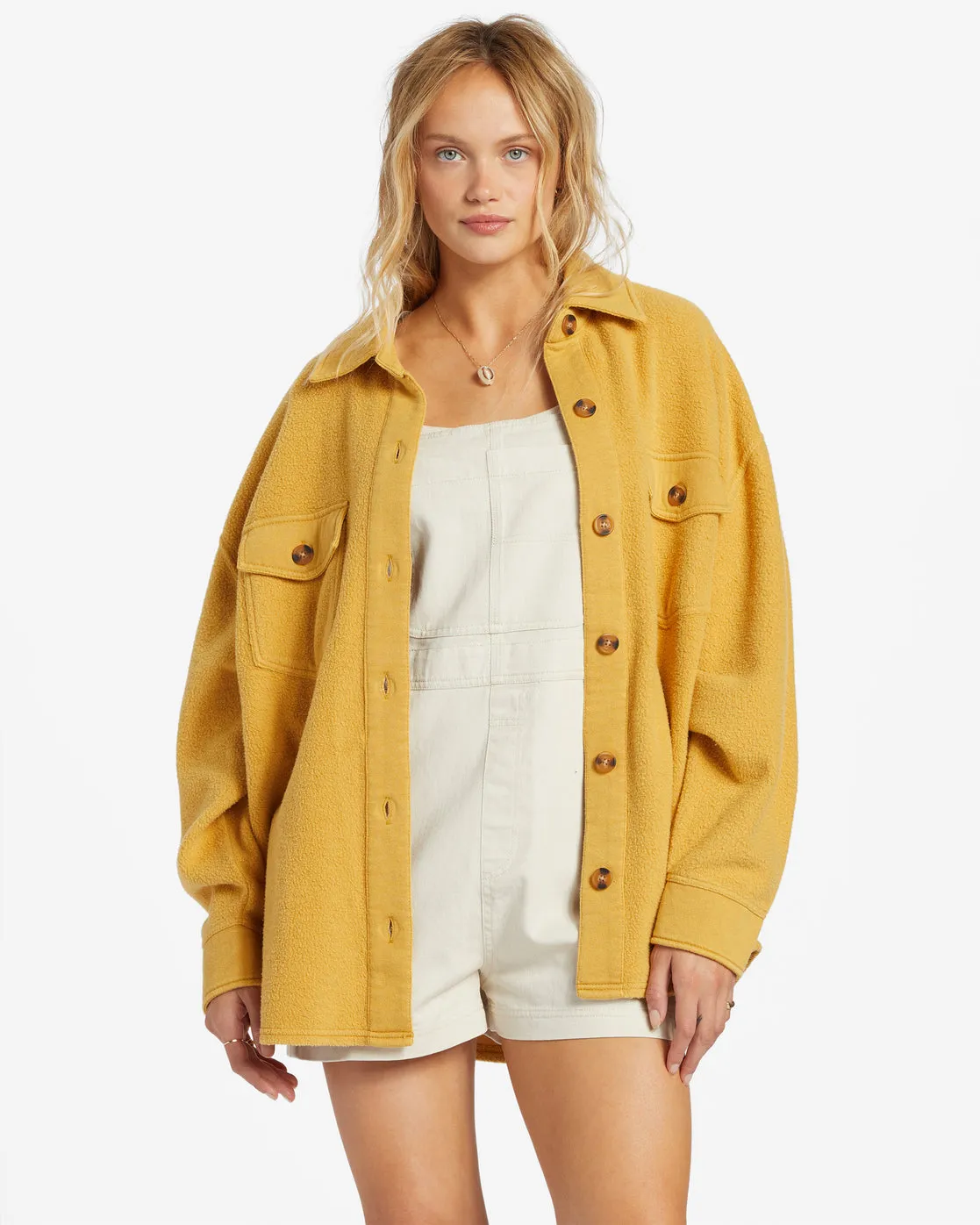 Anytime Shacket Oversized Button-Through Jacket - Wild Honey sold by Billabong