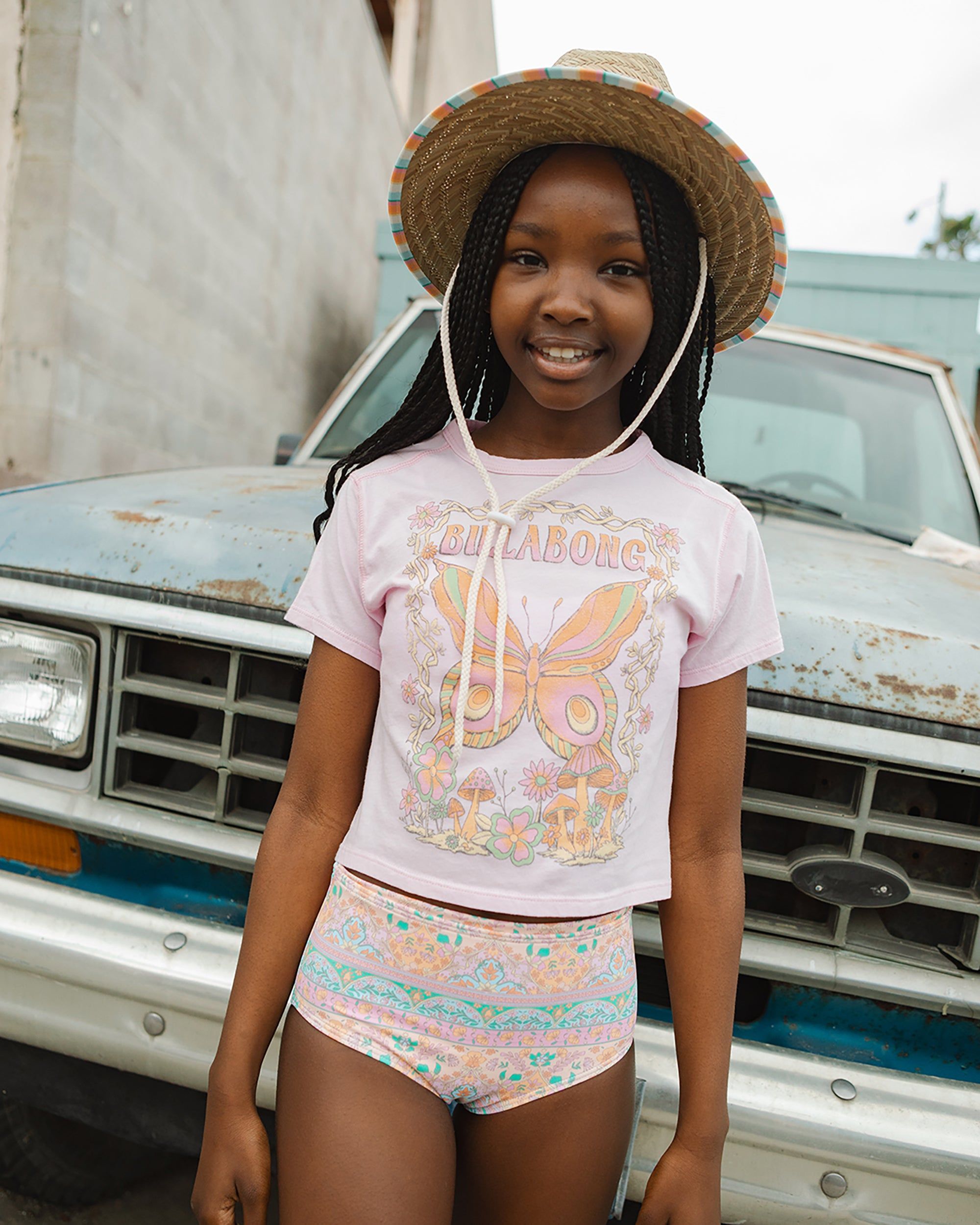 Girl's Butterfly Kiss Cropped T-Shirt - Sweet Pink sold by Billabong