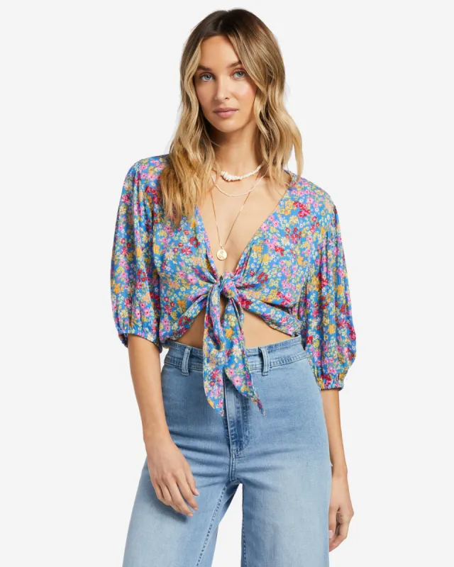 As You Wish Tie Front Top - Seaside sold by Billabong