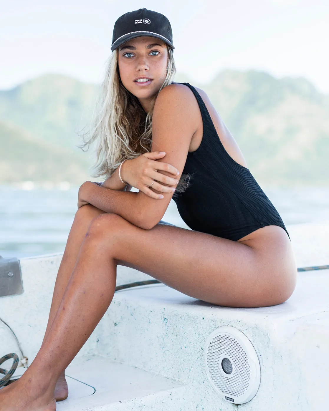 Coral Gardeners Wave Trip One-Piece Swimsuit - Black Pebble sold by Billabong