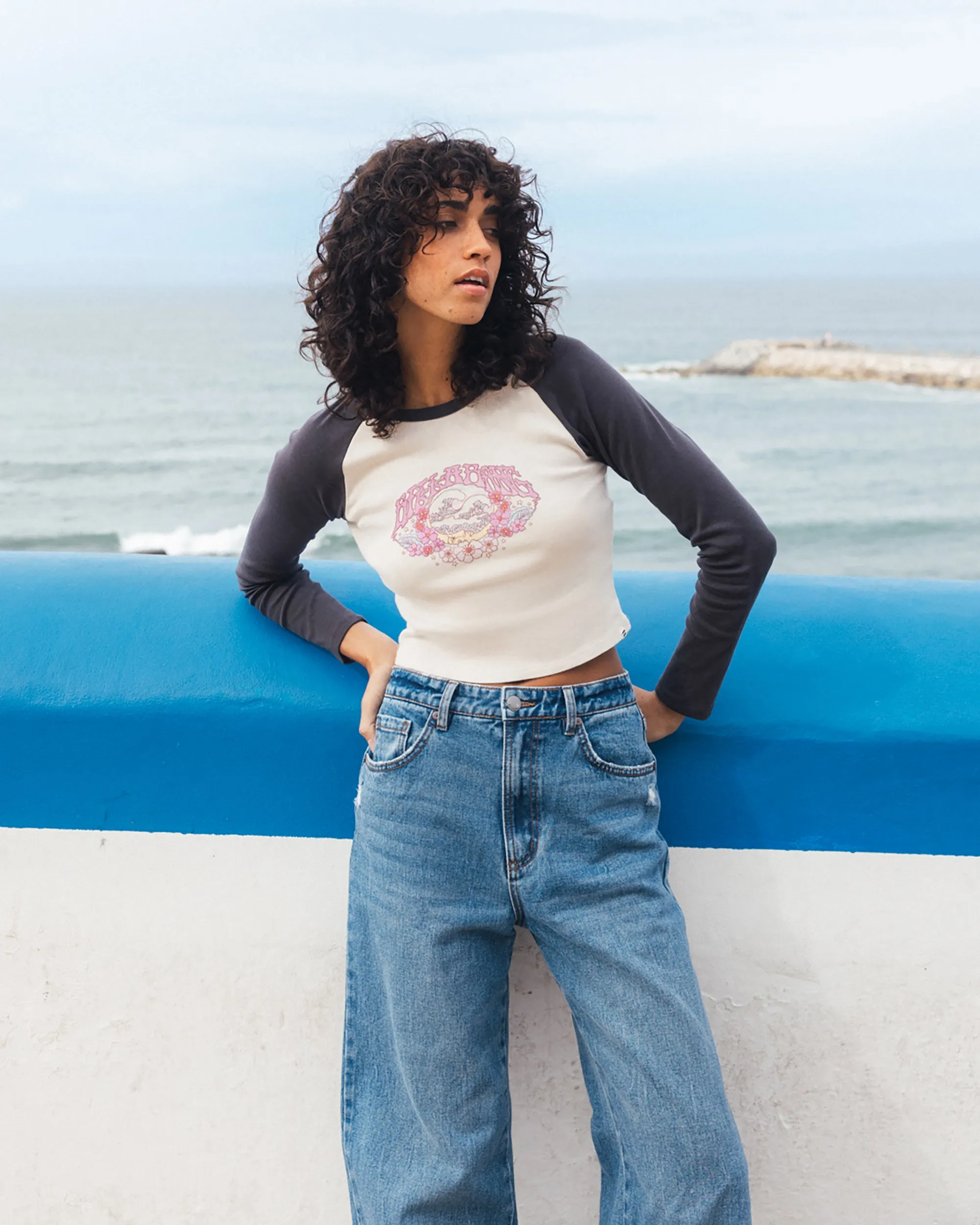 Mystic Wave Long Sleeve Cropped T-shirt - White Cap sold by Billabong