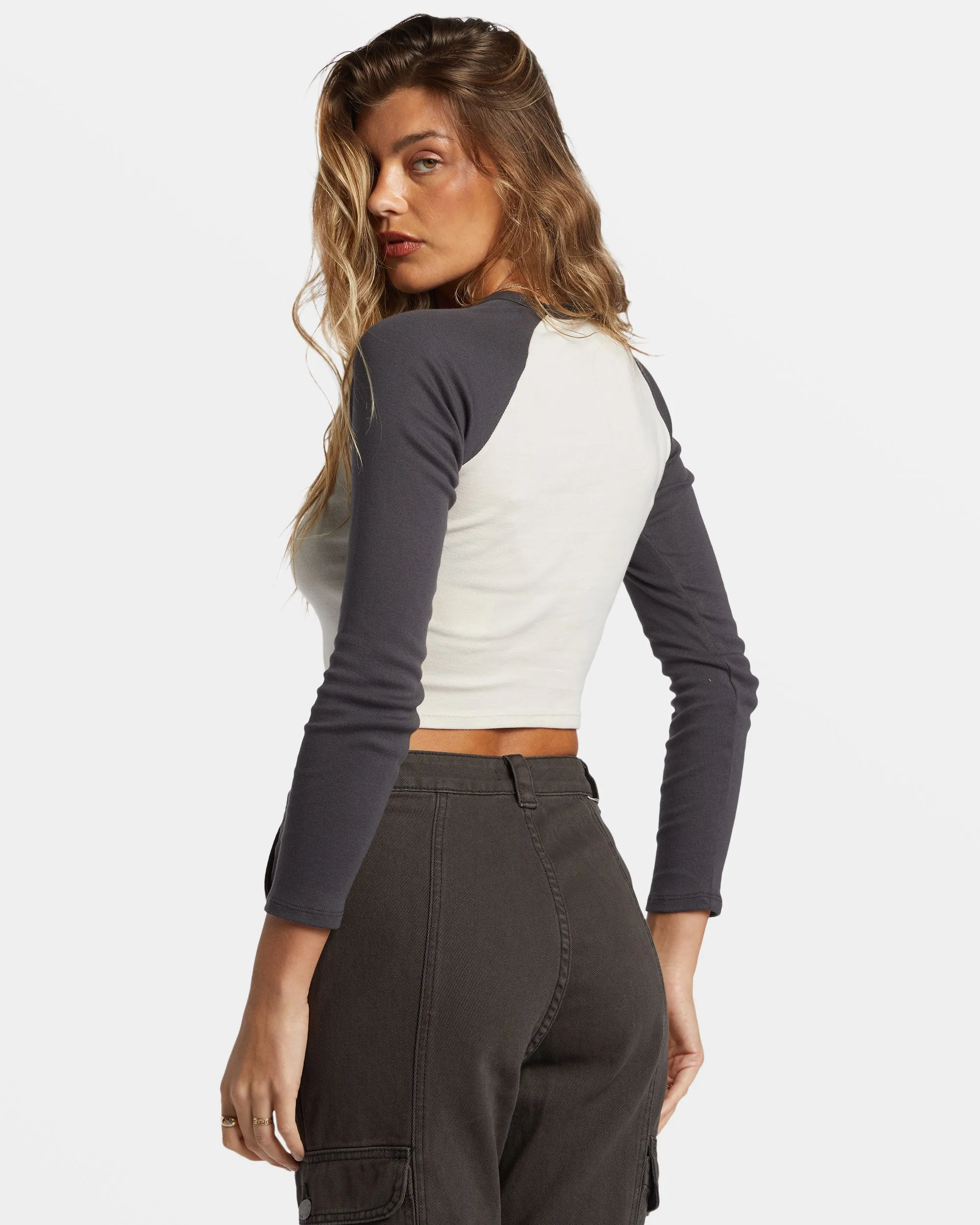 Mystic Wave Long Sleeve Cropped T-shirt - White Cap sold by Billabong product image thumbnail 3