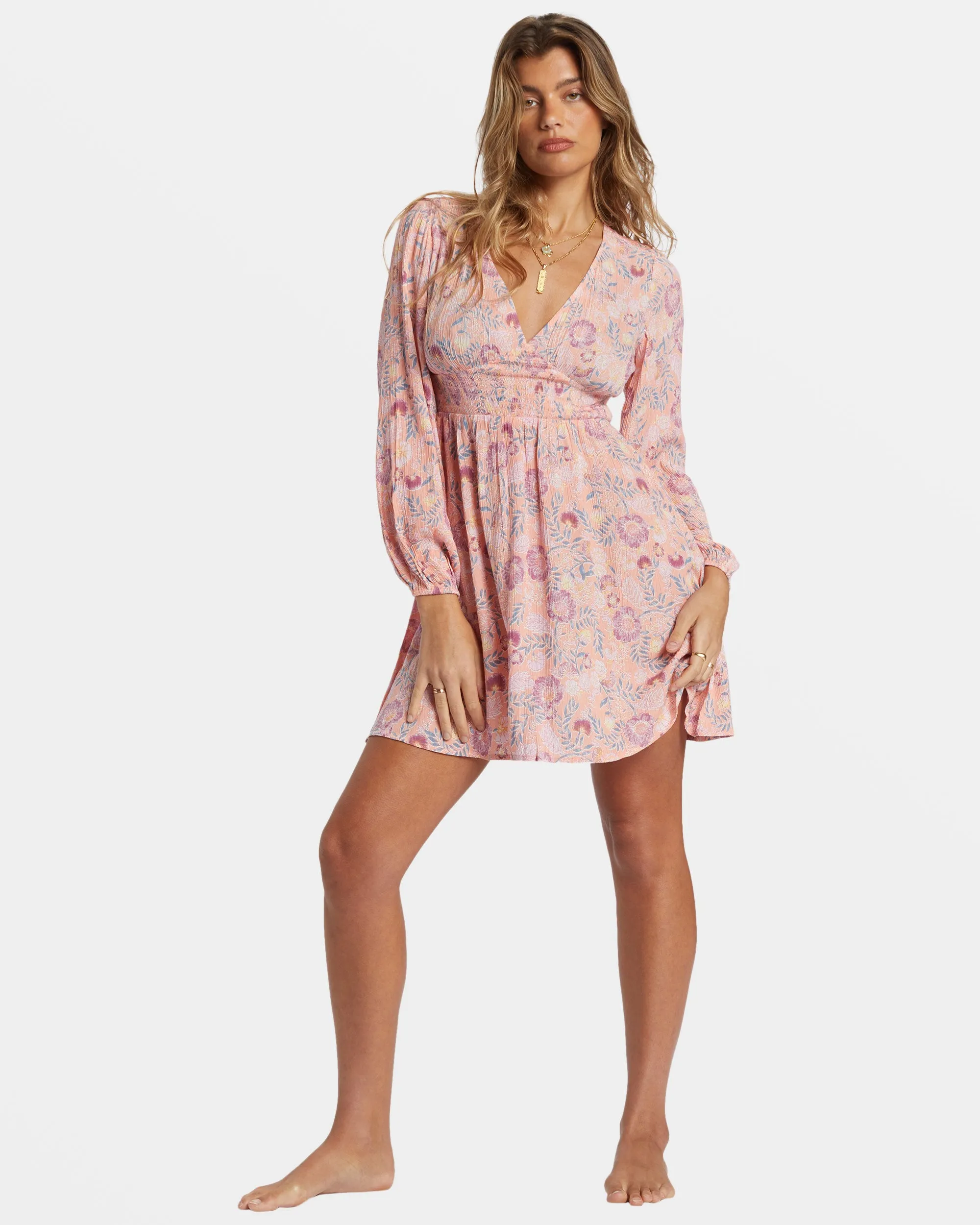 In Ur Dreams Long-Sleeve Mini Dress - Peach Paradise sold by Billabong product image thumbnail 5