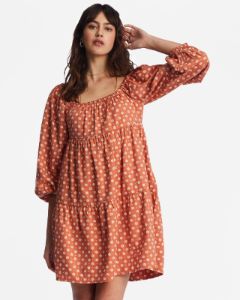 Love Crush Babydoll Dress - Brick sold by Billabong