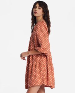Love Crush Babydoll Dress - Brick sold by Billabong