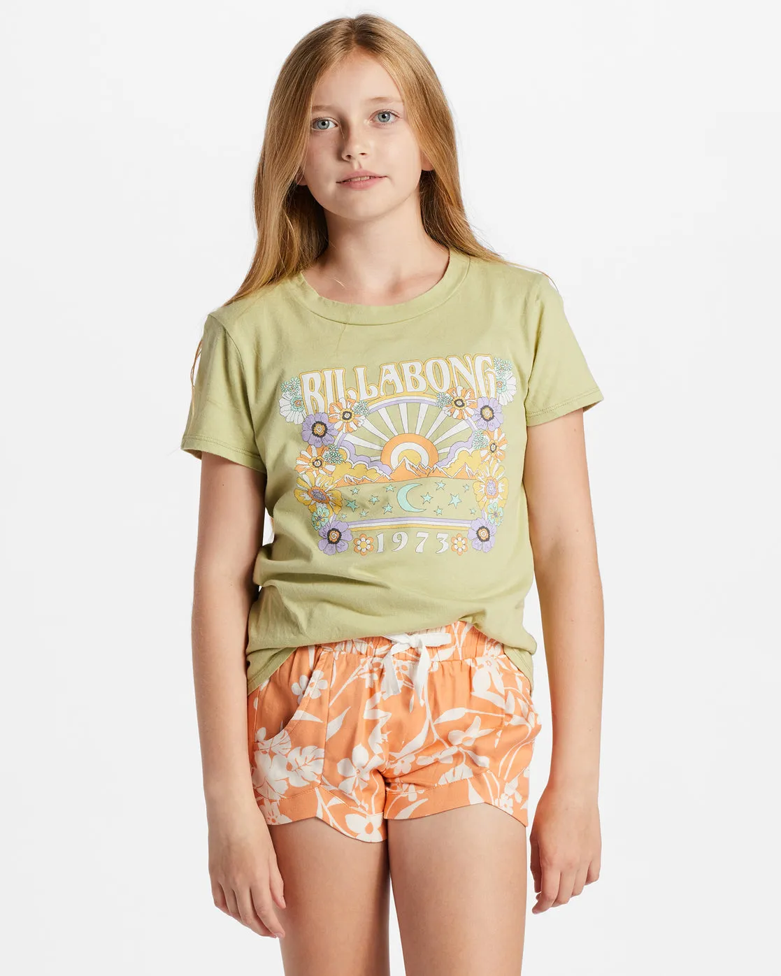 Mad For You Elastic Waist Shorts - Tangy Tangerine sold by Billabong