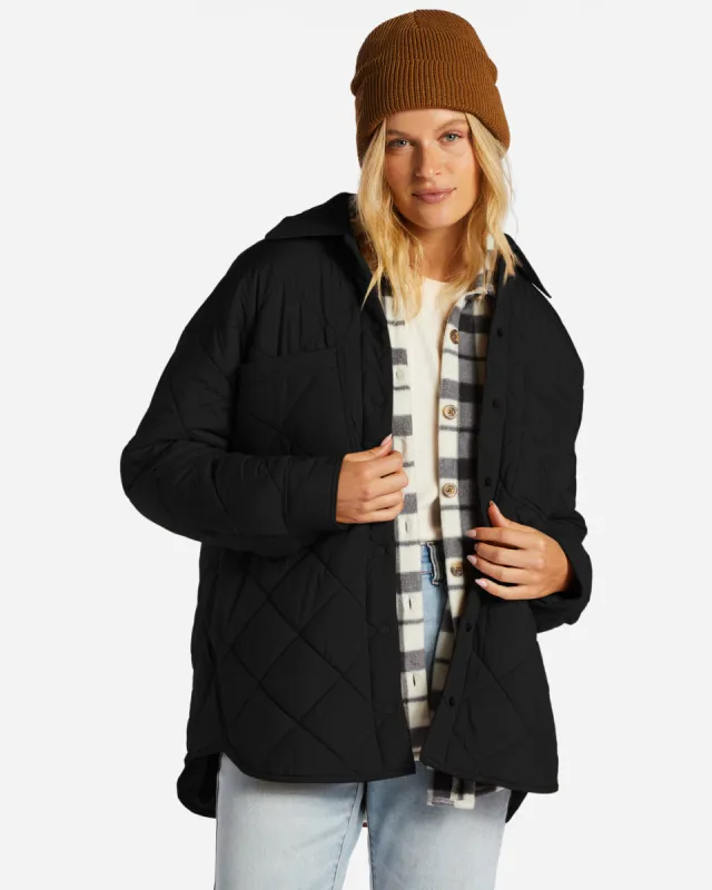 Transport Shacket Snap Front Overshirt - Black sold by Billabong