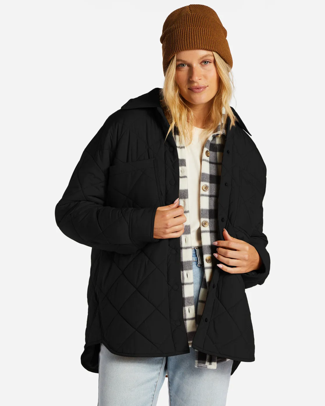 Transport Shacket Snap Front Overshirt - Black sold by Billabong