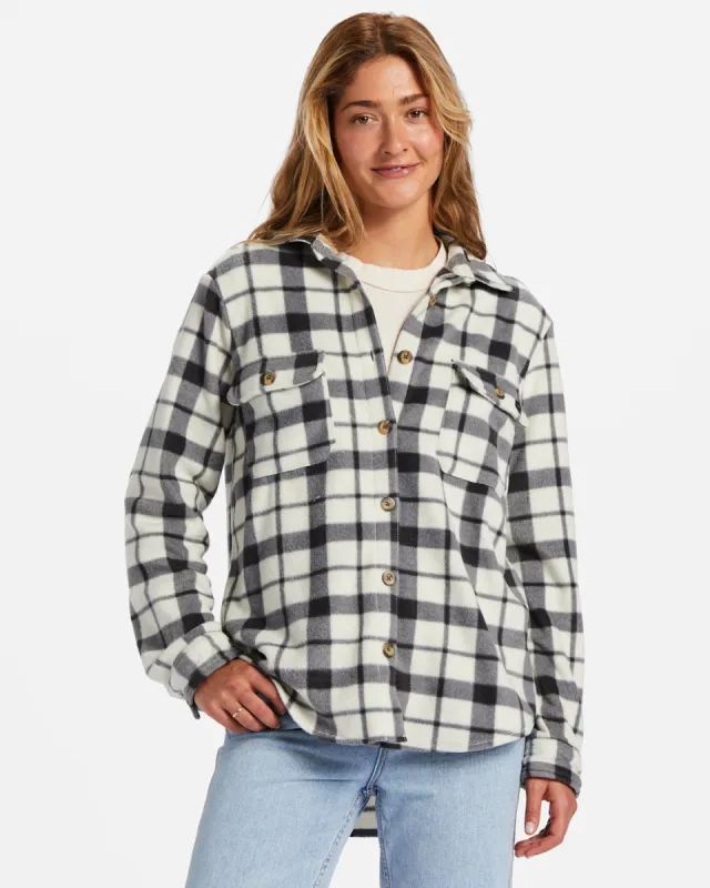 A/Div Forge Fleece Flannel Shacket - White Black 2 sold by Billabong
