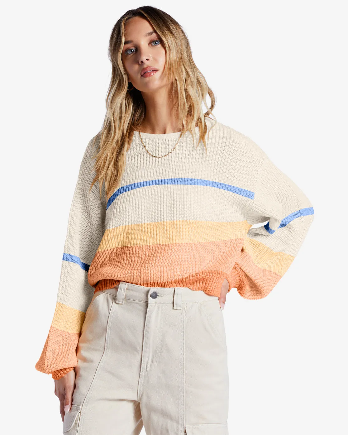 Changing Tides Pullover Sweater - Light Melon sold by Billabong