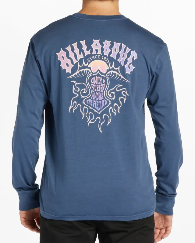 Theme Arch Long Sleeve Wave Washed T-Shirt - Dark Blue sold by Billabong