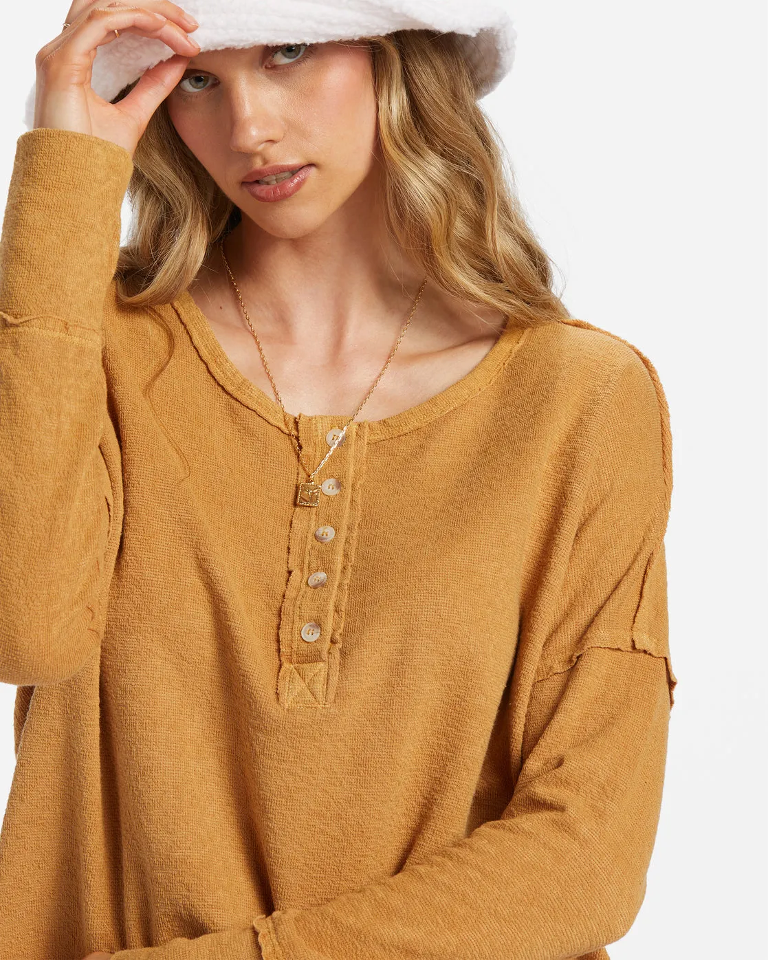 New Anyday Henley Top - Cosmic Khaki sold by Billabong product image thumbnail 4