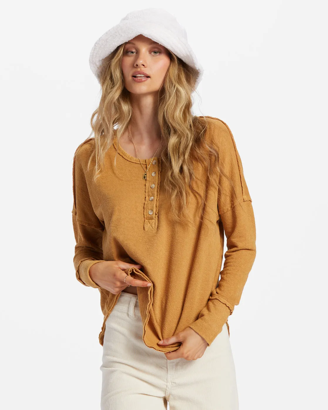 New Anyday Henley Top - Cosmic Khaki sold by Billabong