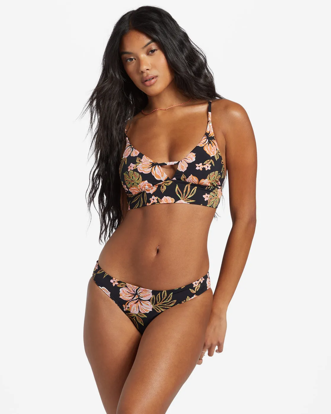 Hooked On Tropics V Neck Cami Bikini Top - Black Pebble sold by Billabong