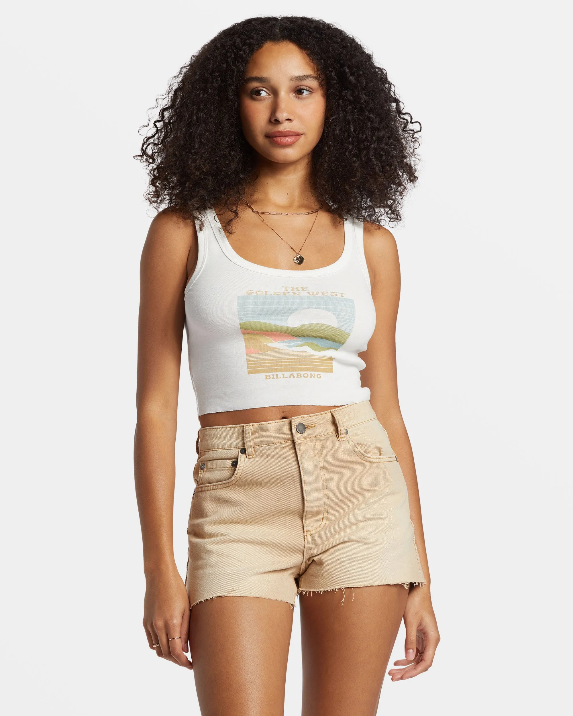 The Golden West Cropped Tank Top - Salt Crystal sold by Billabong