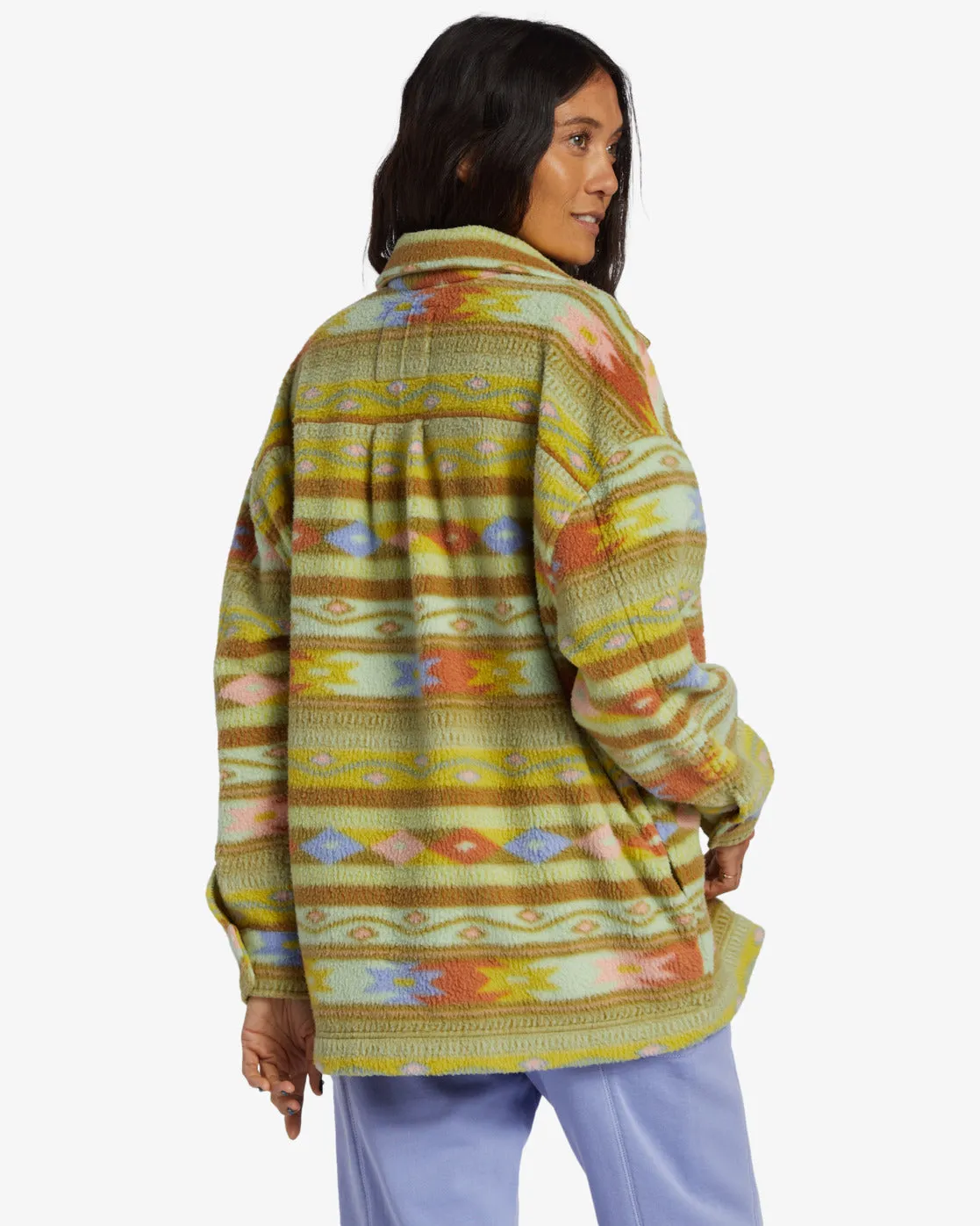 Happy Camper Shacket Button Sweater - Kiwi sold by Billabong product image thumbnail 3