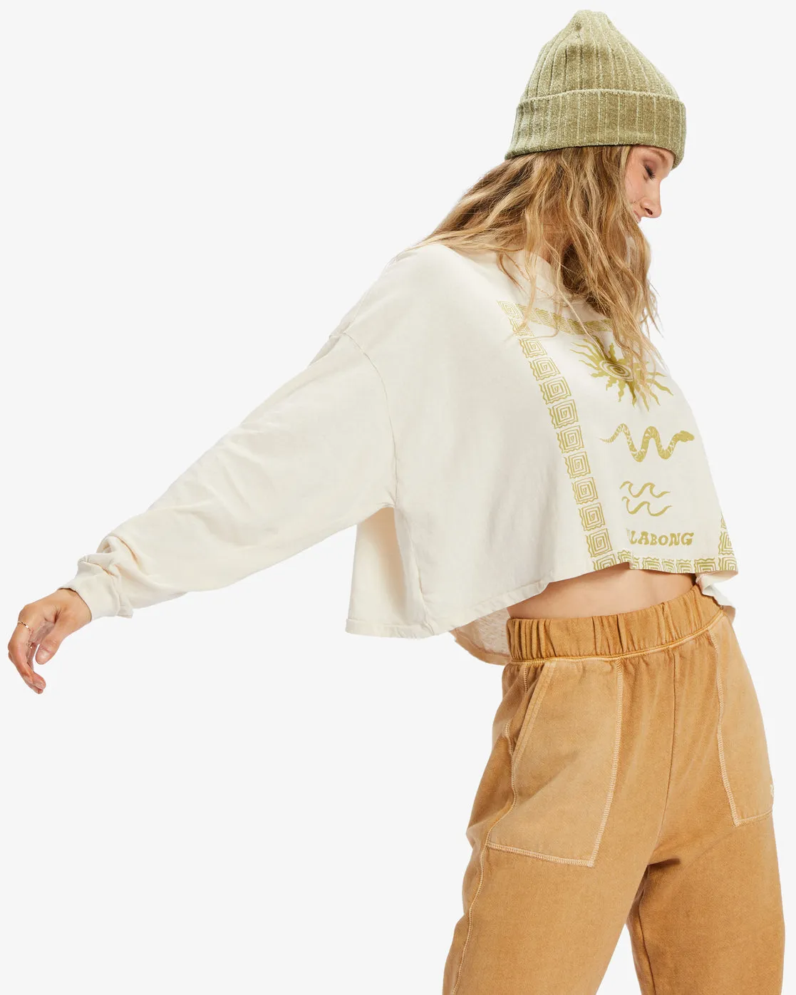 Beach Boyfriend Long Sleeve Crop Top - White Cap 1 sold by Billabong product image thumbnail 2