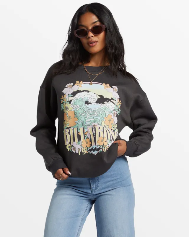 Waves Are Calling Crew Neck Sweatshirt - Off Black sold by Billabong