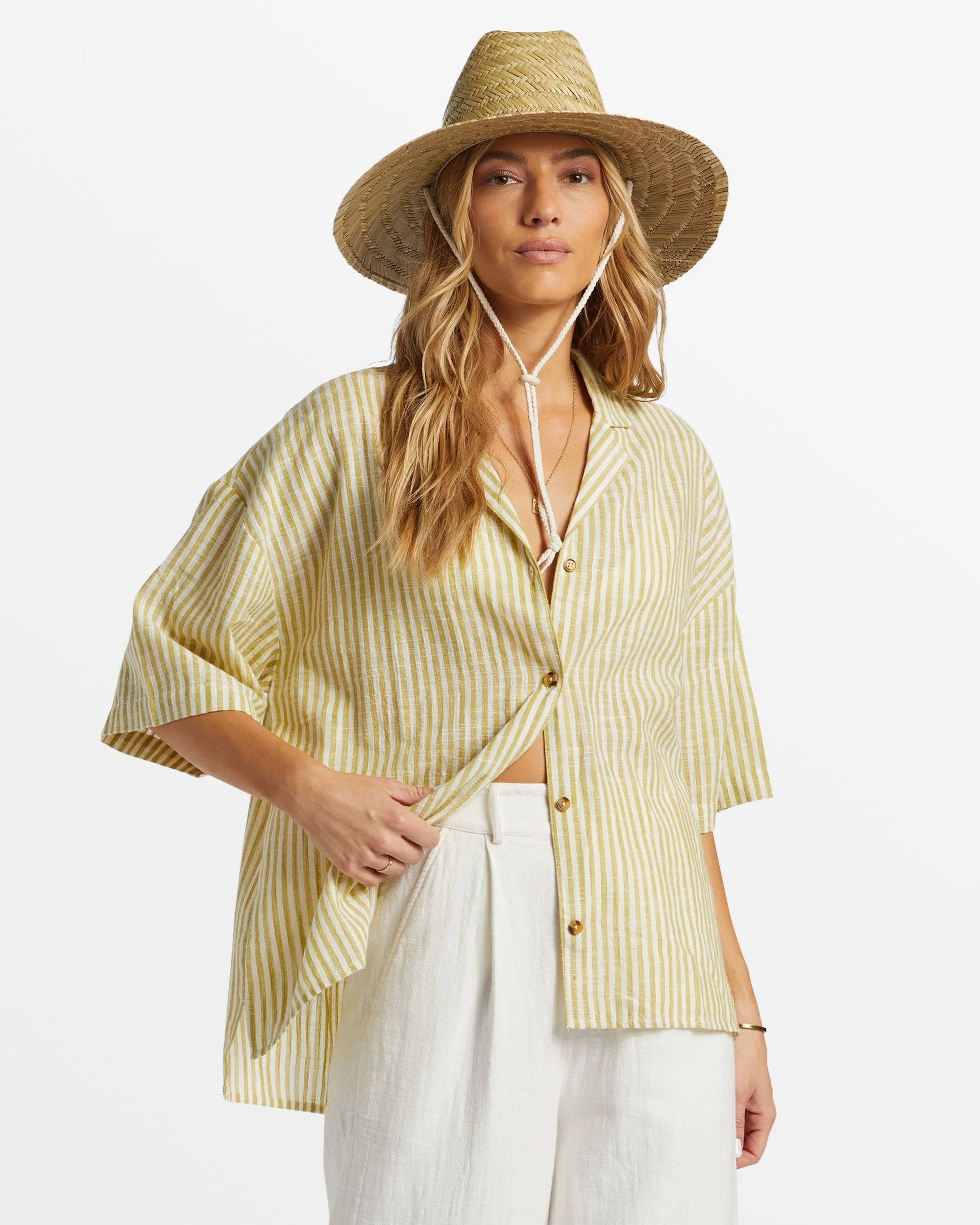 Beach Side Oversized Short Sleeve Shirt - Moss Joy sold by Billabong