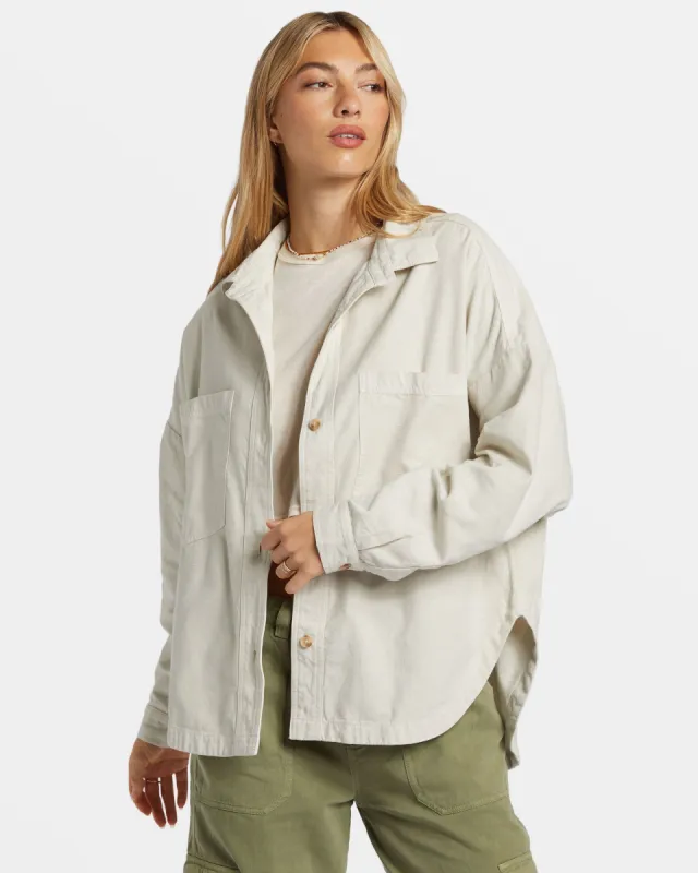 Stoked On You Oversized Long Sleeve Shirt - Moonlight sold by Billabong