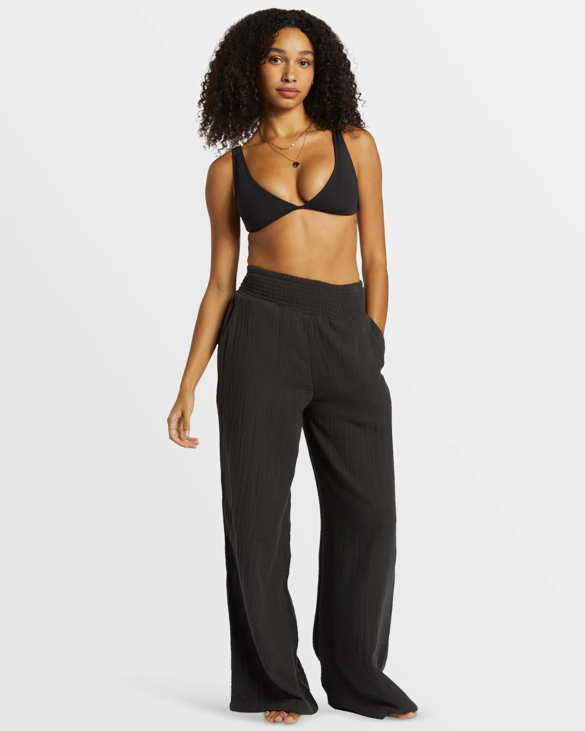 New Waves Wide Leg Beach Pants - Black Sands sold by Billabong