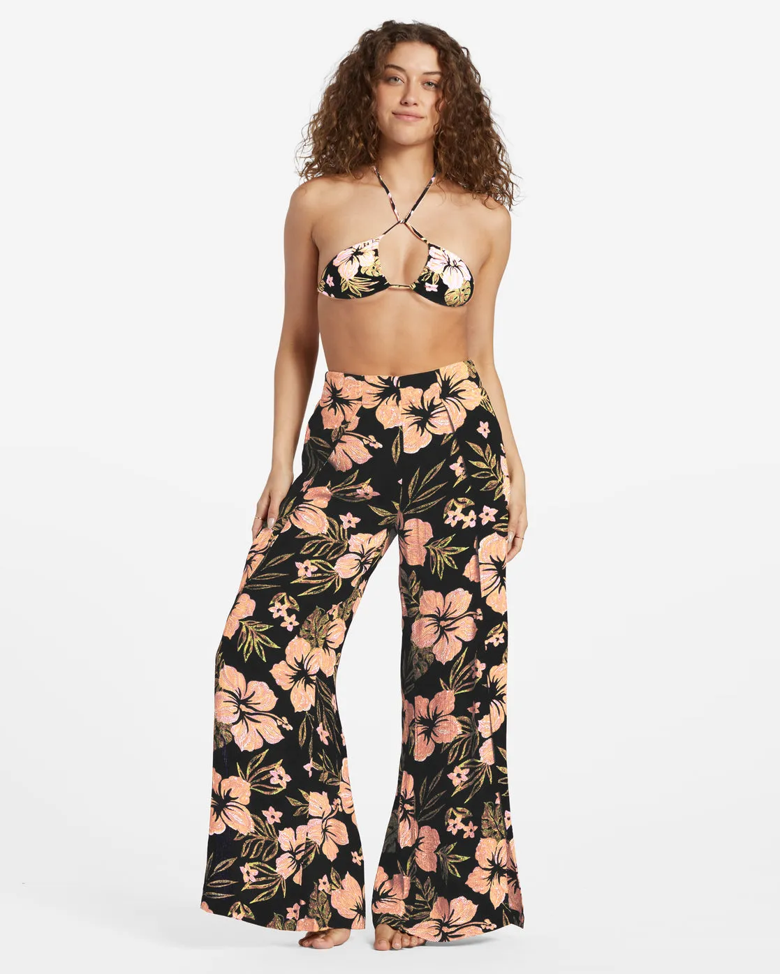 Split Spirit Floral Pants - Black Sands sold by Billabong