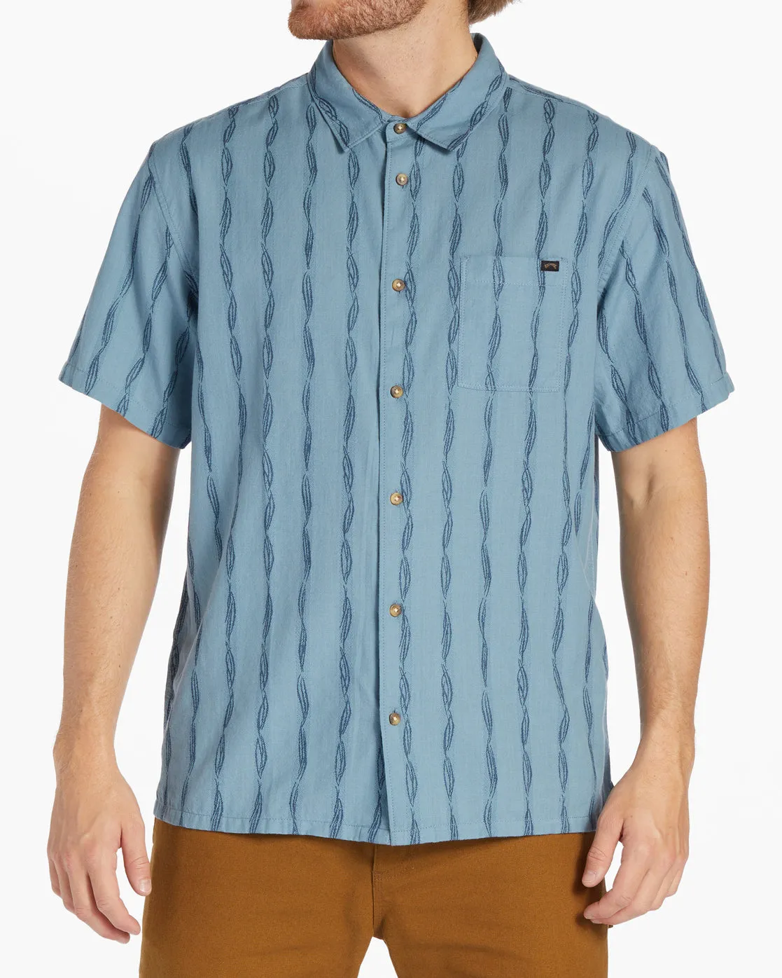 Sundays Jacquard Short Sleeve Shirt - Washed Blue sold by Billabong