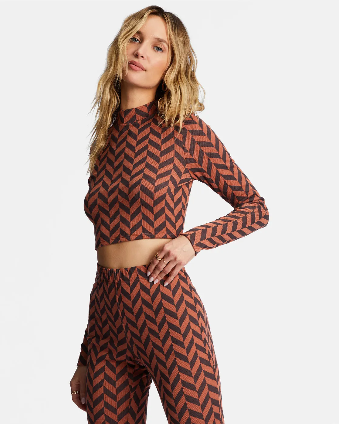 New Heights Long Sleeve Mock Neck Top - Brick sold by Billabong product image thumbnail 5