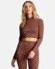 New Heights Long Sleeve Mock Neck Top - Brick sold by Billabong