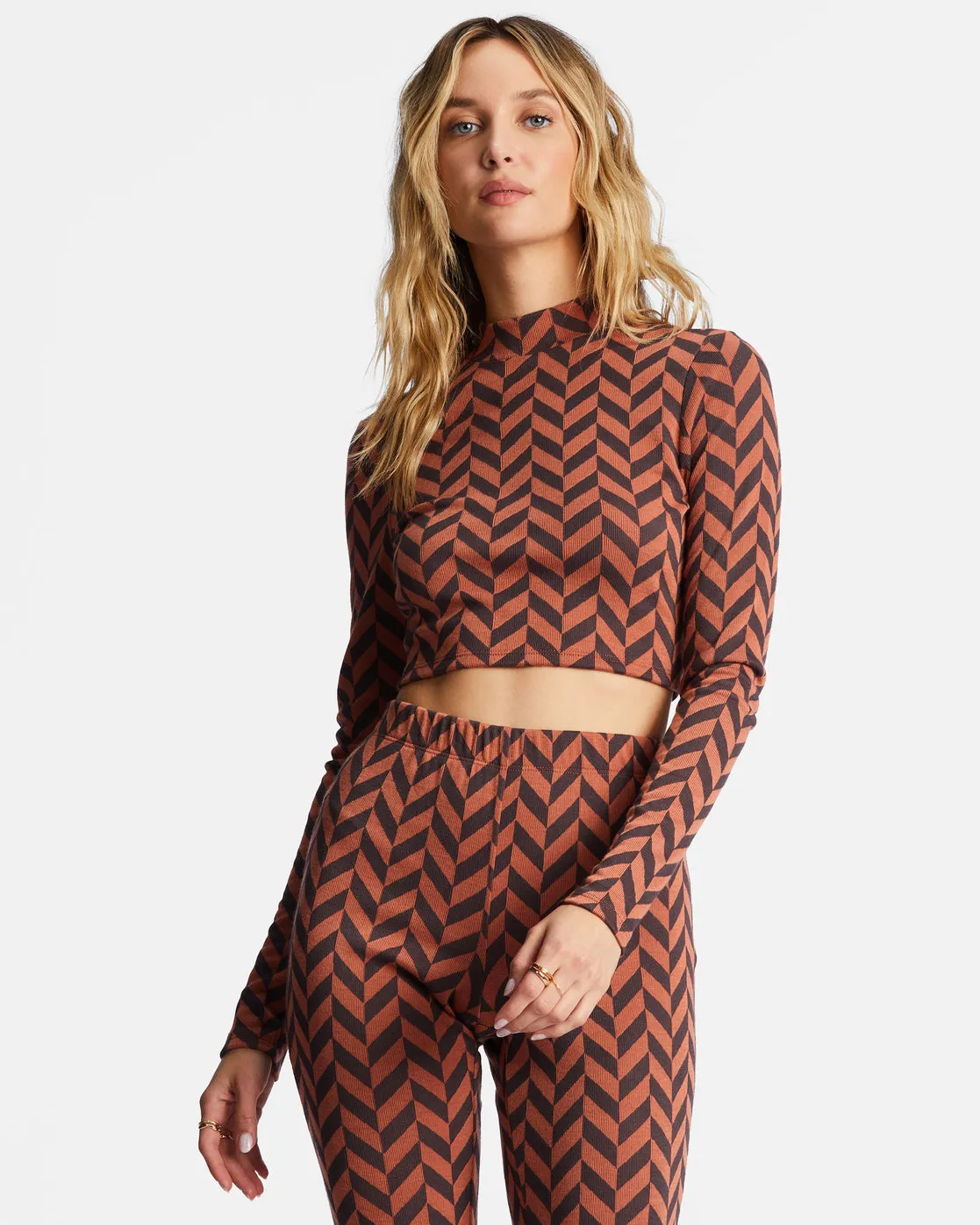 New Heights Long Sleeve Mock Neck Top - Brick sold by Billabong product image thumbnail 2