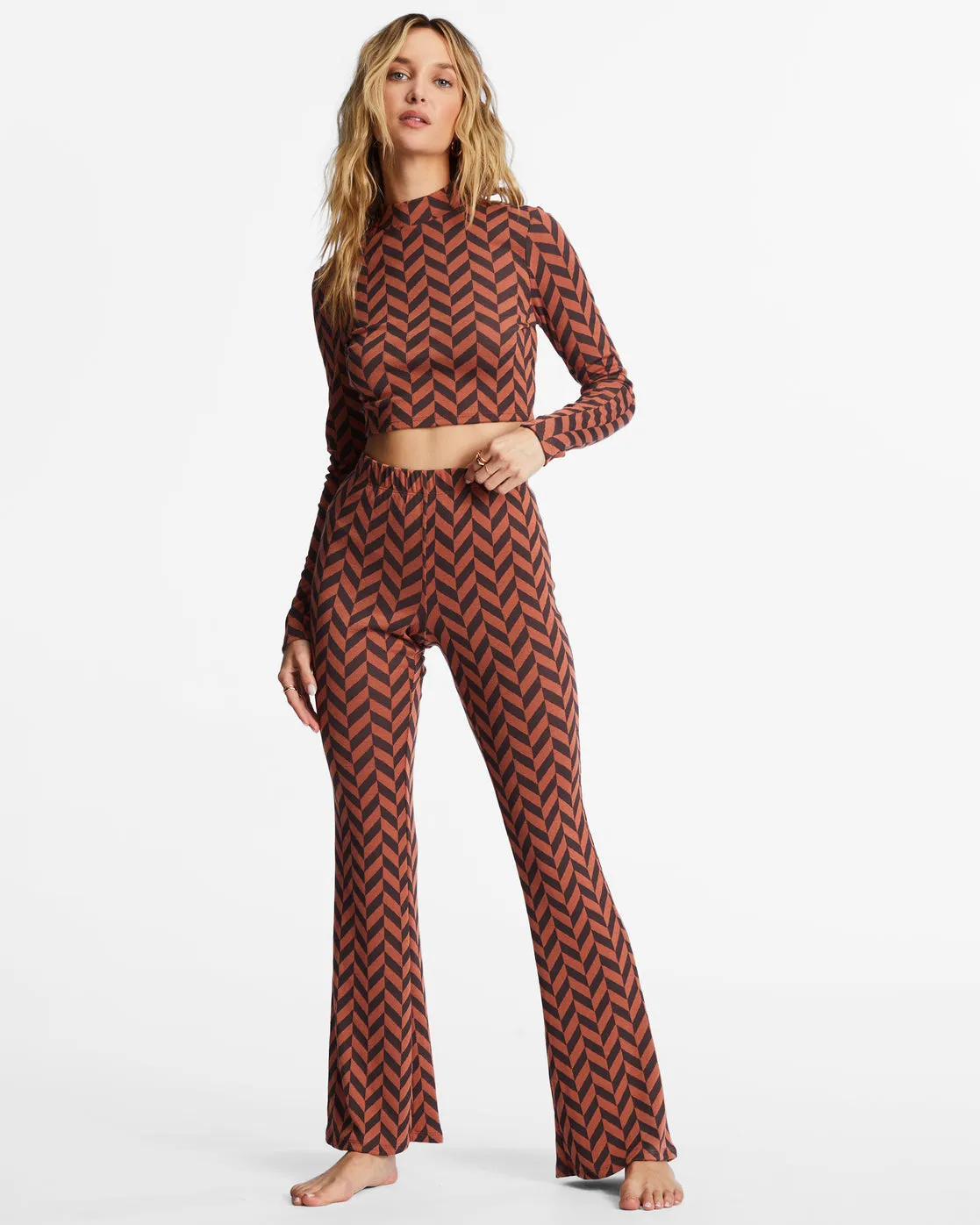 New Heights Long Sleeve Mock Neck Top - Brick sold by Billabong product image thumbnail 3