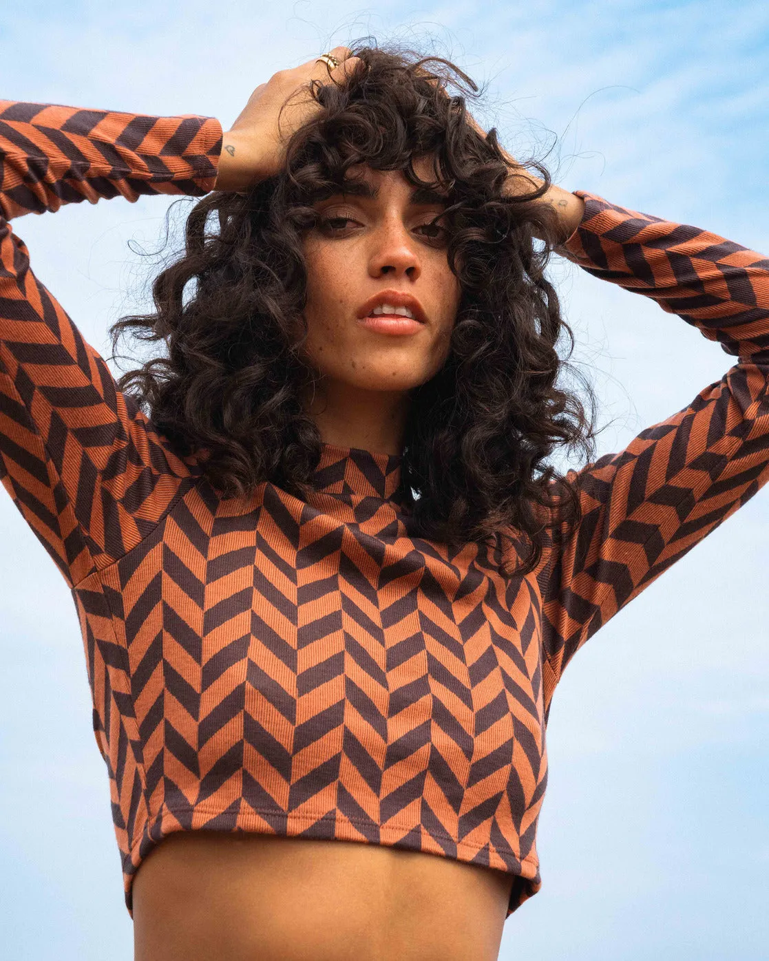 New Heights Long Sleeve Mock Neck Top - Brick sold by Billabong