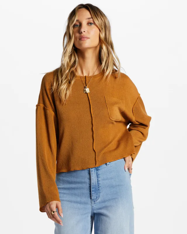 You Seam Happy Rib Knit Top - Cider sold by Billabong
