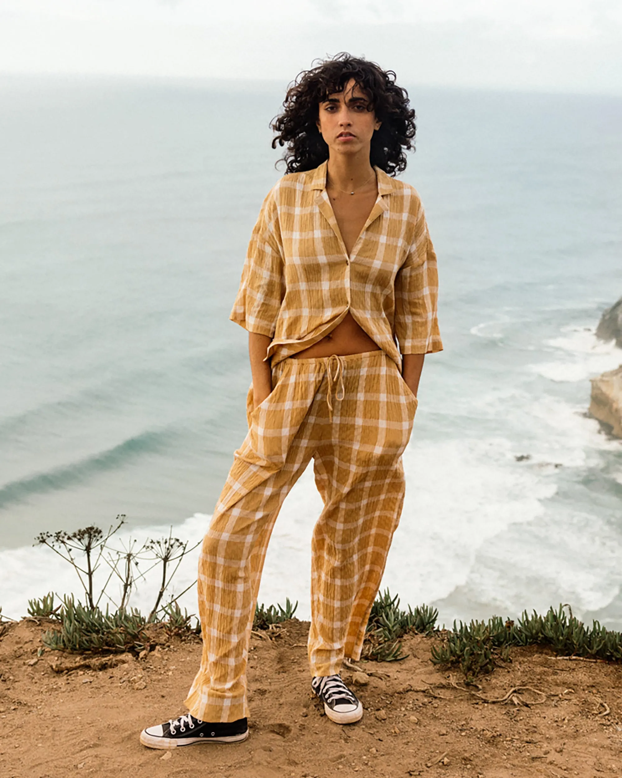 Plaid Out Elastic Waist Pants - Hemp 2 sold by Billabong