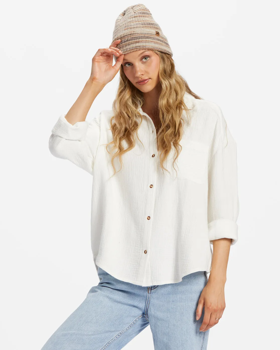 Right On Long Sleeve Shirt - Salt Crystal sold by Billabong
