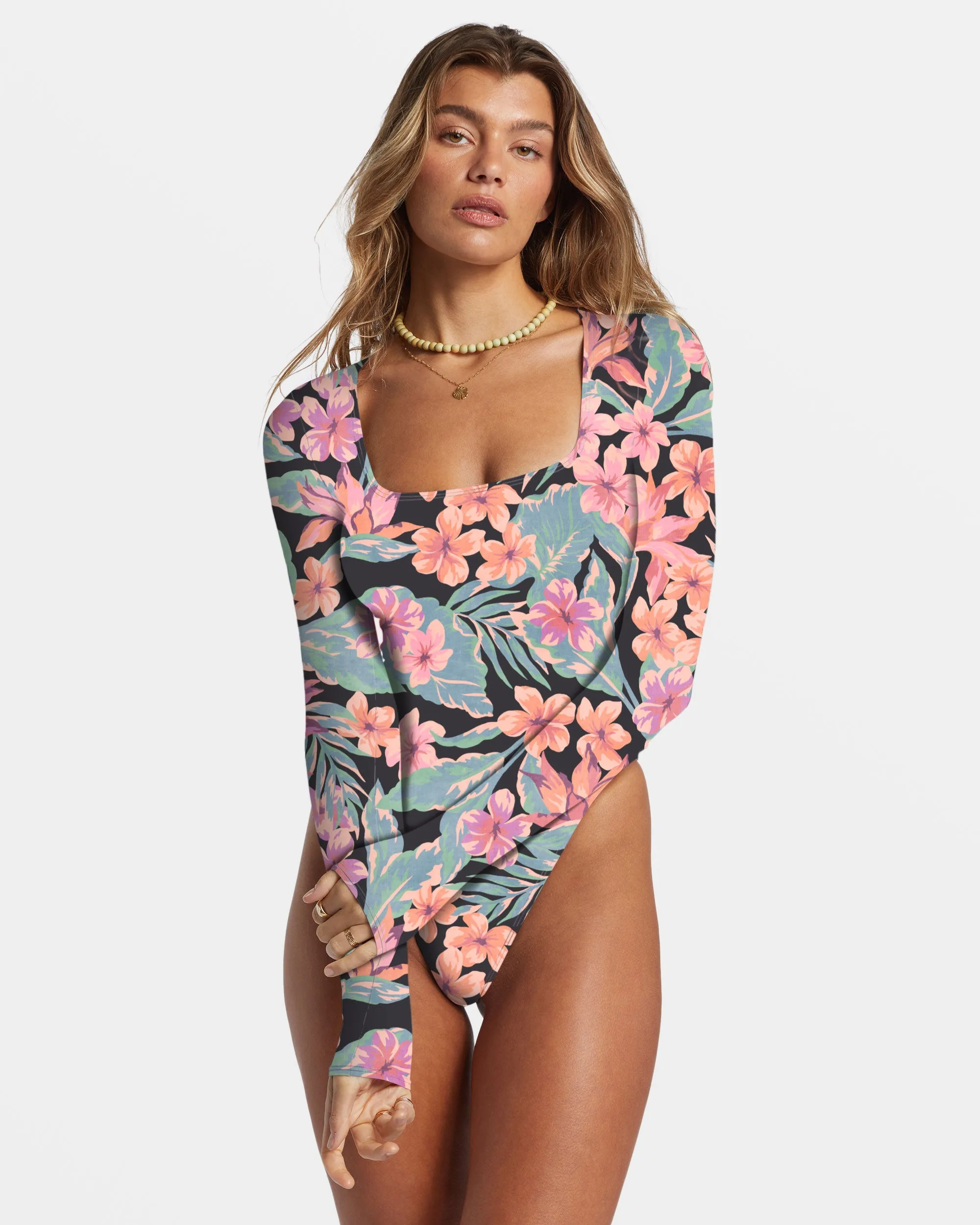 Nights In Paradise Long Sleeve UPF 50 One-Piece Swimsuit - Multi sold by Billabong