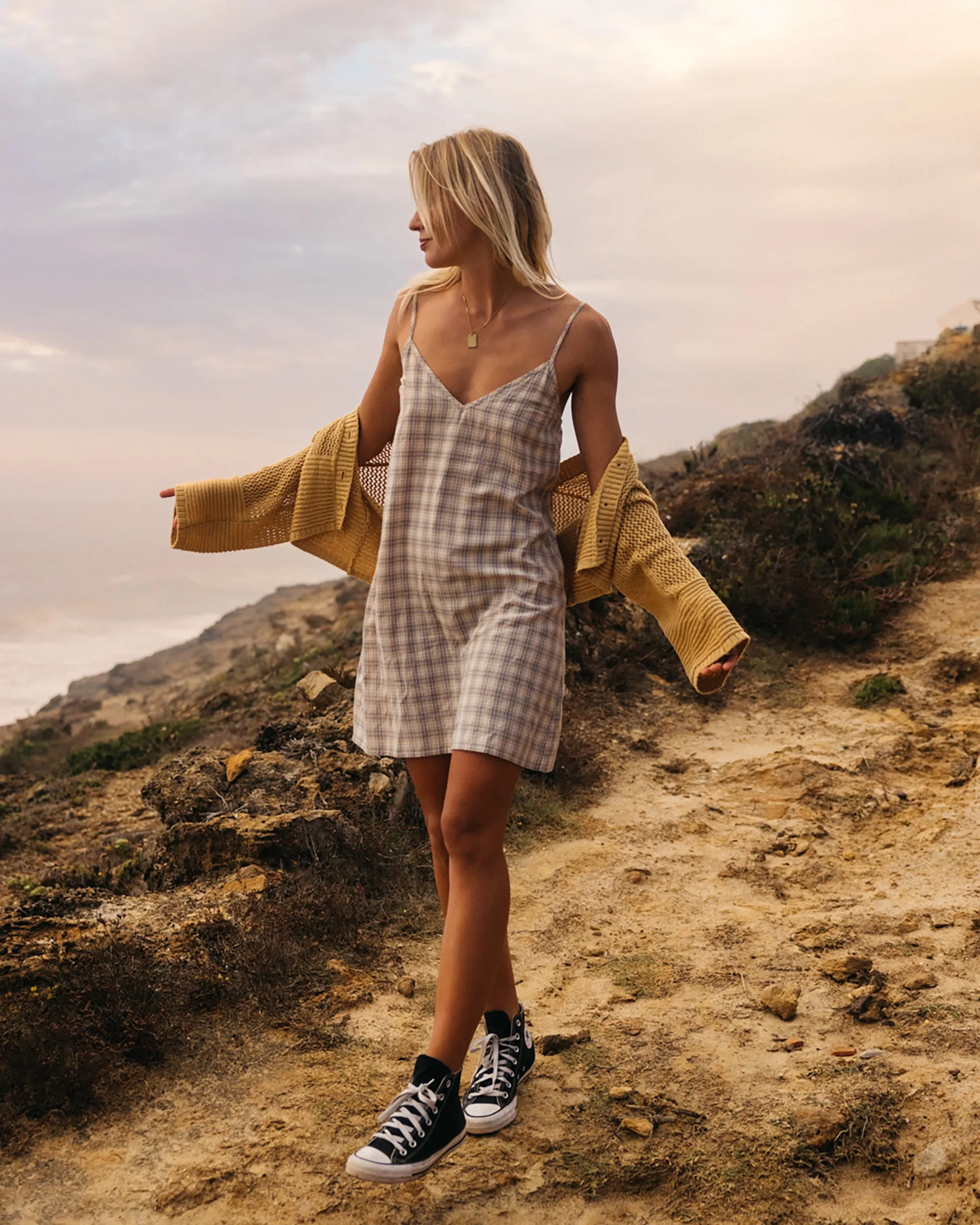 90's Babe Mini Slip Dress - Western Sky sold by Billabong