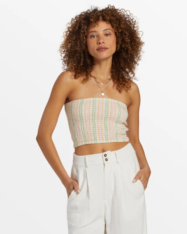 Keep It Simple Smocked Crop Top - Sweet Pink sold by Billabong