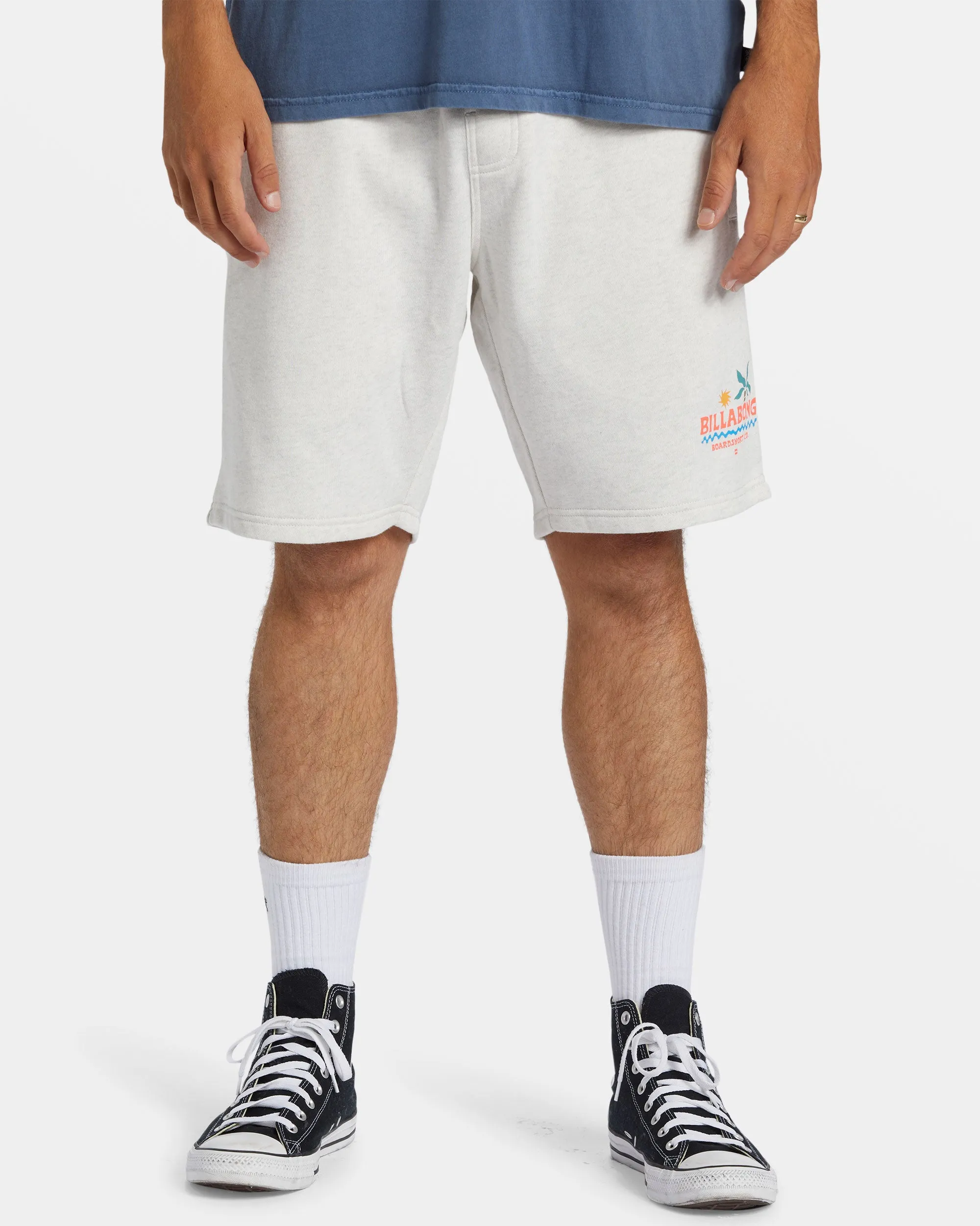 Shorebird Short Elastic Waist Shorts - Light Grey Heather sold by Billabong