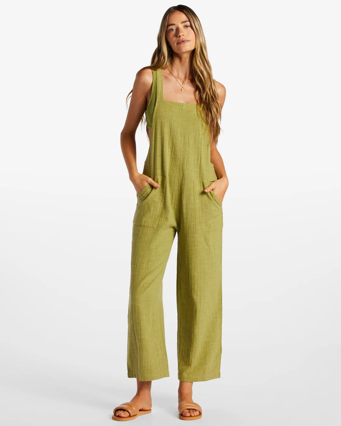 Pacific Time Strappy Jumpsuit - Green Eyes sold by Billabong