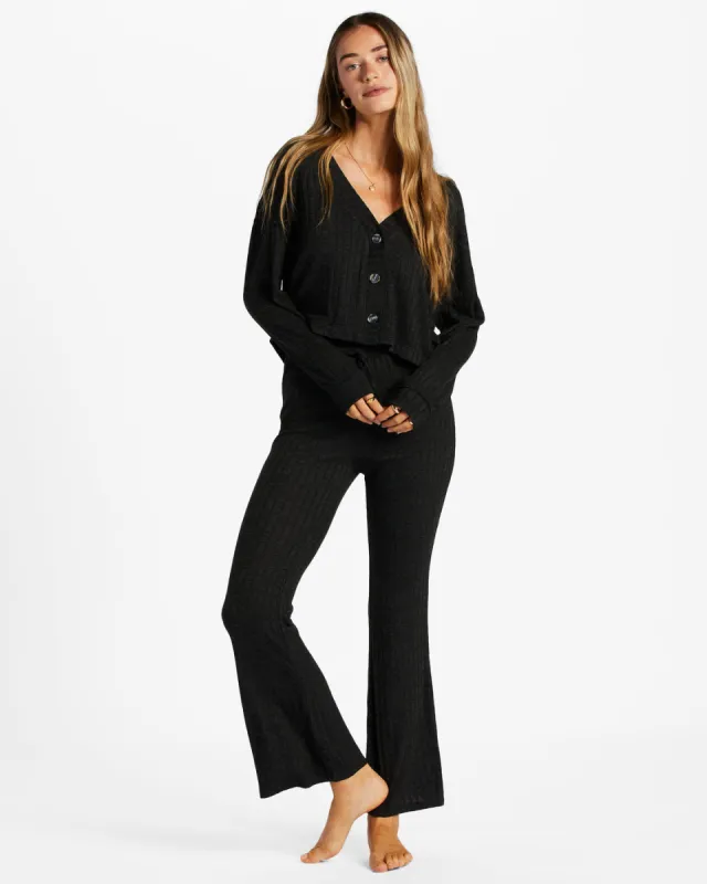 So Easy Flare Knitted Flared Trousers - Black Sands sold by Billabong