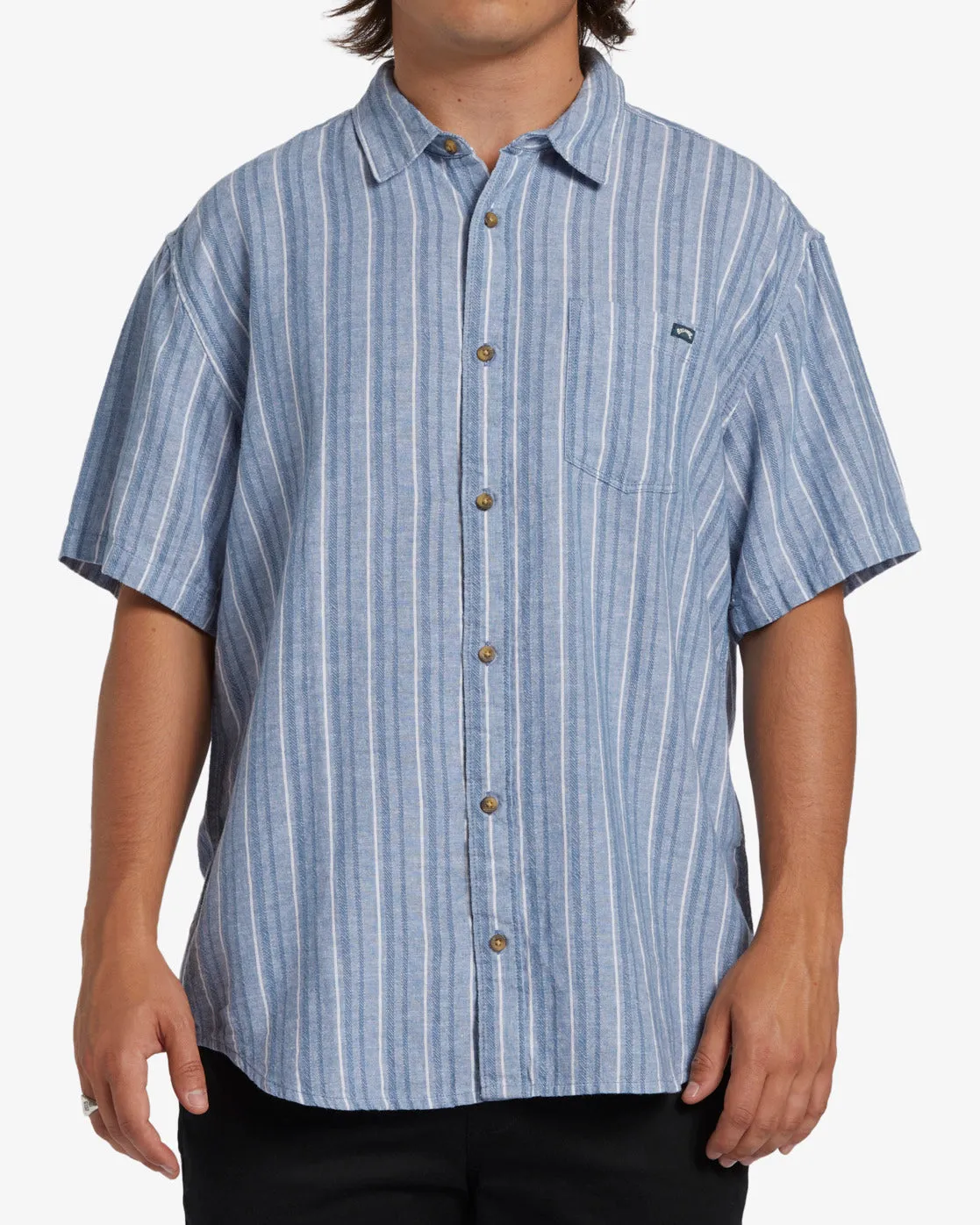 All Day Stripe Short Sleeve Shirt - Vintage Indigo sold by Billabong