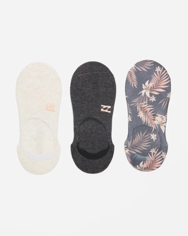 Safari Nights 3-Pack No-Show Socks - Black made by Billabong