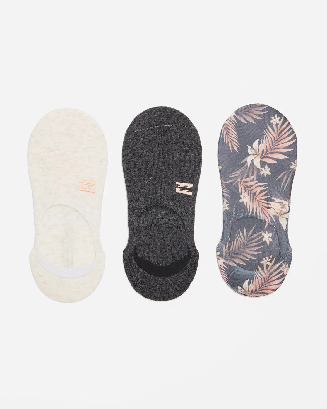 Safari Nights 3-Pack No-Show Socks - Black sold by Billabong