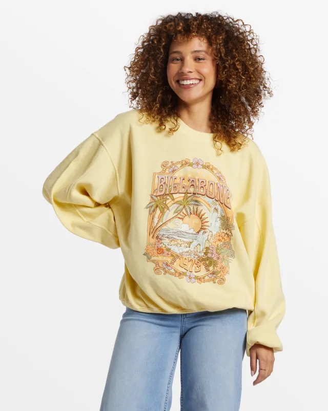 Aloha Kendal Crew Neck Sweatshirt - Mellow Yellow sold by Billabong