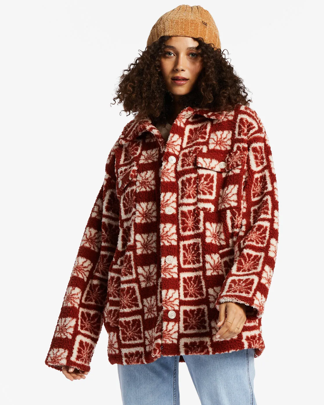 Fairbanks Button-Up Teddy Bear Jacket - Deep Sienna sold by Billabong product image thumbnail 2