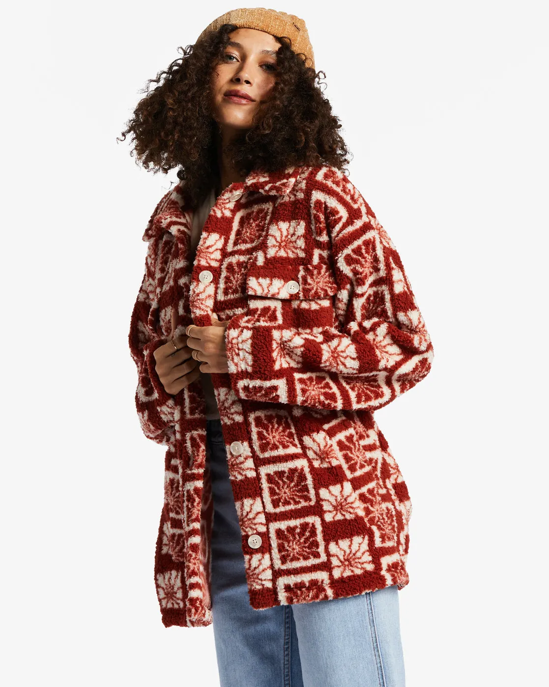 Fairbanks Button-Up Teddy Bear Jacket - Deep Sienna sold by Billabong product image thumbnail 3