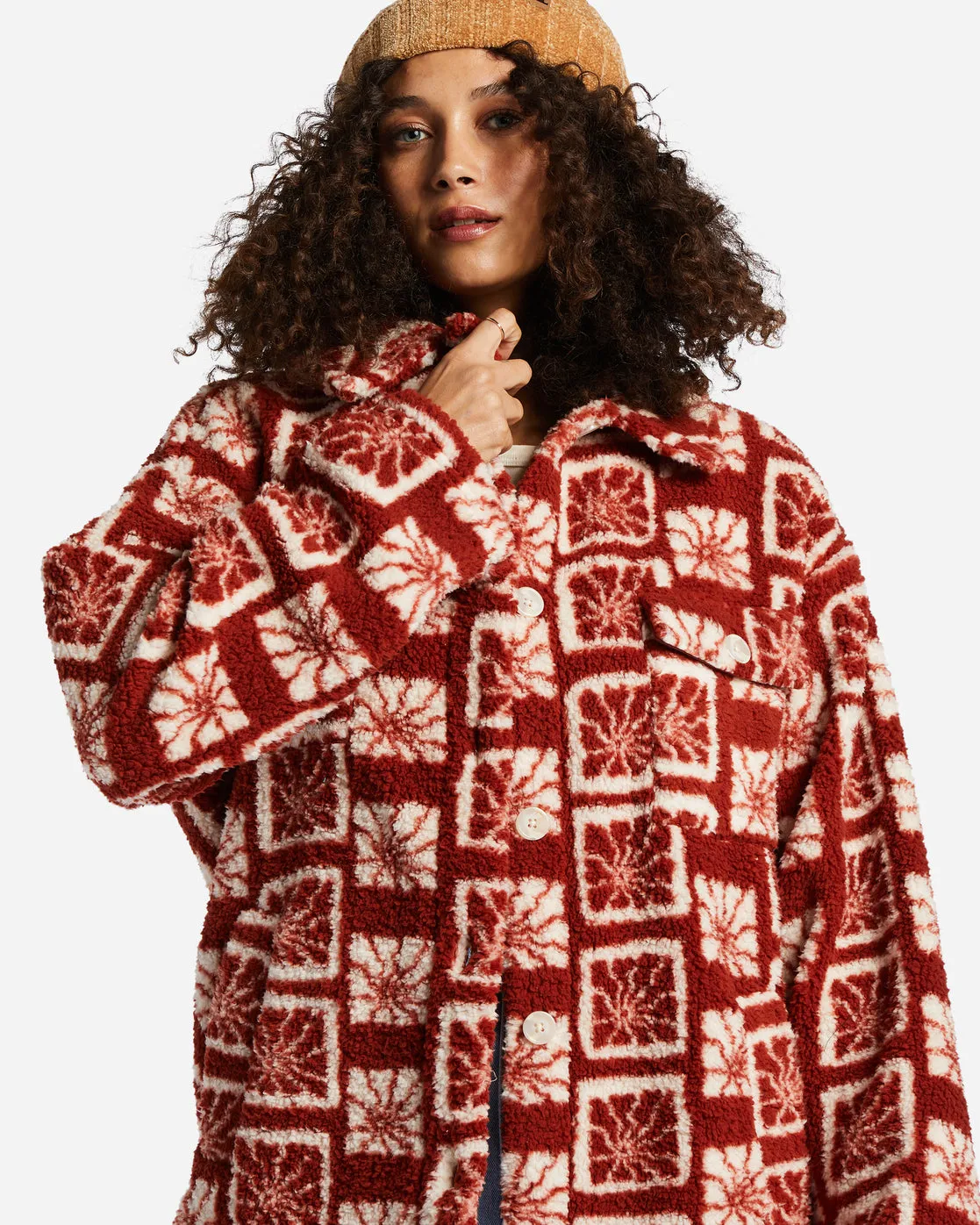 Fairbanks Button-Up Teddy Bear Jacket - Deep Sienna sold by Billabong product image thumbnail 5