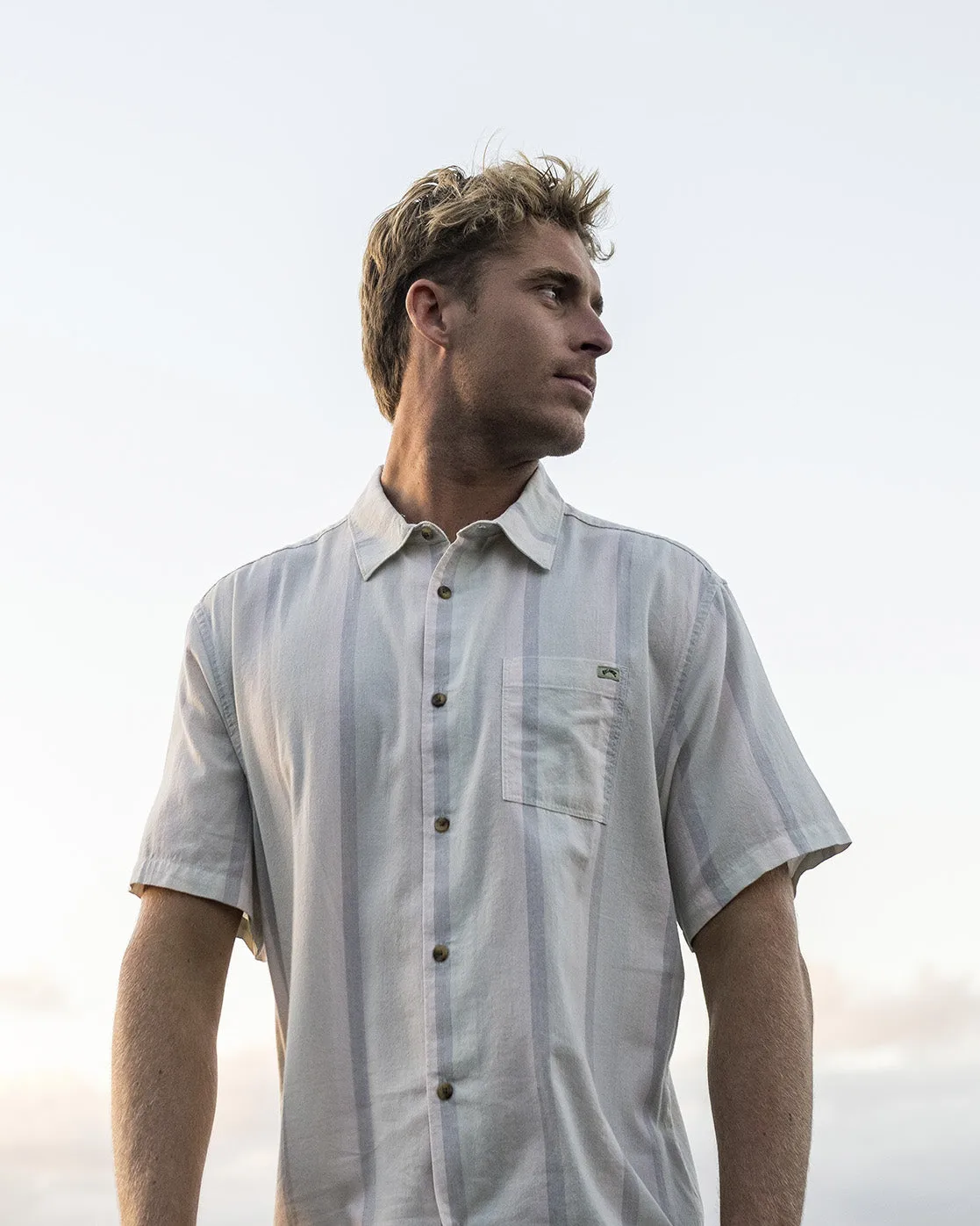 All Day Stripe Short Sleeve Shirt - Stone sold by Billabong